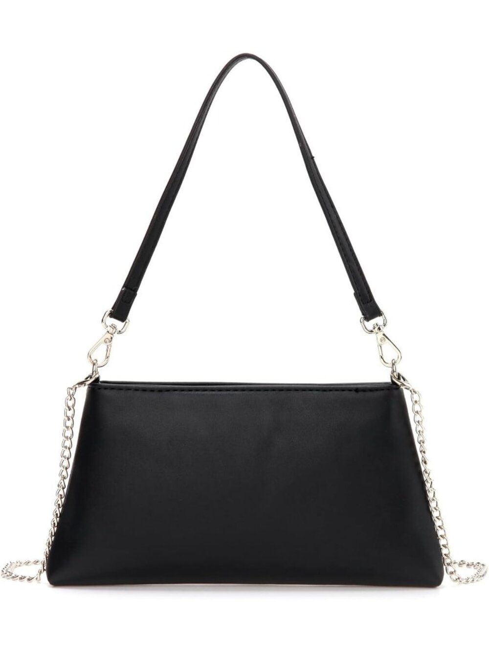 Women's Black Pu Leather Clutch Purse Evening Party Wedding Prom Shoulder Bag